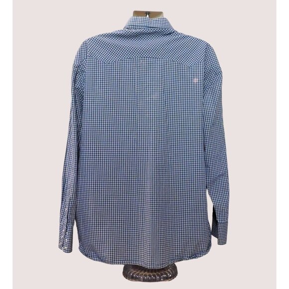 Roper Shirt Mens XL Blue Tan Plaid Pearl Snap Long Sleeve Pockets Western Cotton - Picture 5 of 8
